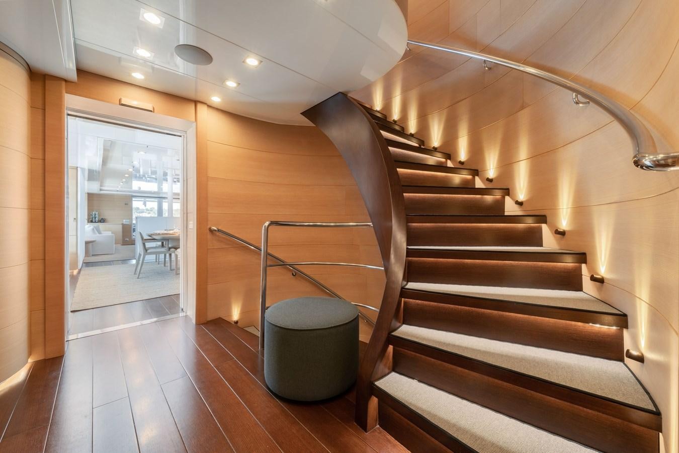 a staircase in a house aboard ZIA Yacht for Sale