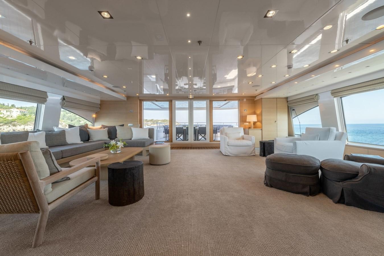 a large living room with a large open floor plan aboard ZIA Yacht for Sale