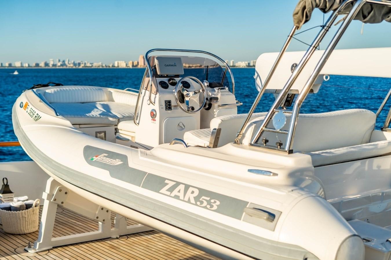 a boat with a large engine aboard DRAMA QUEEN Yacht for Sale