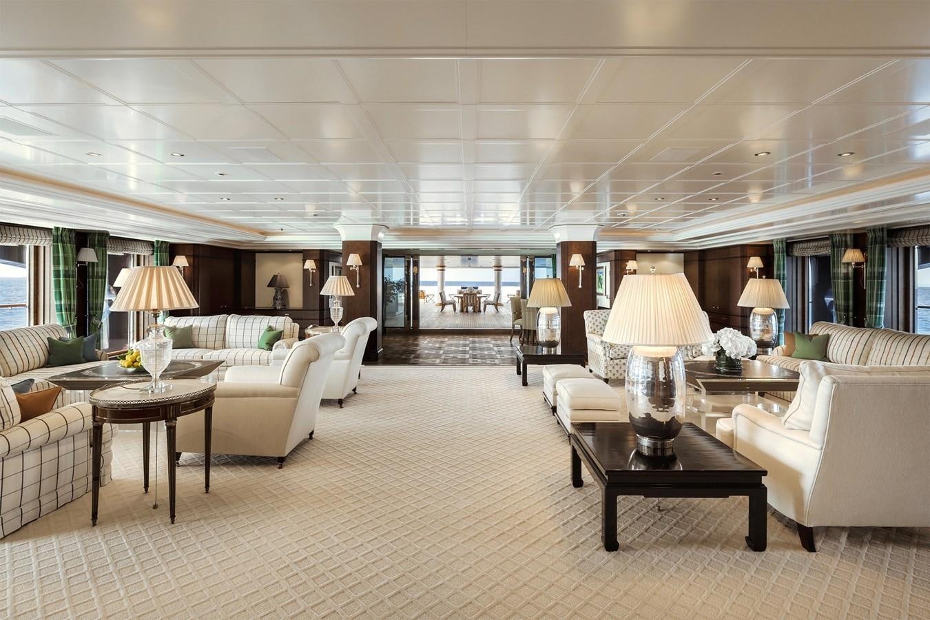 a large living room with a large open floor plan aboard CARINTHIA VII Yacht for Sale