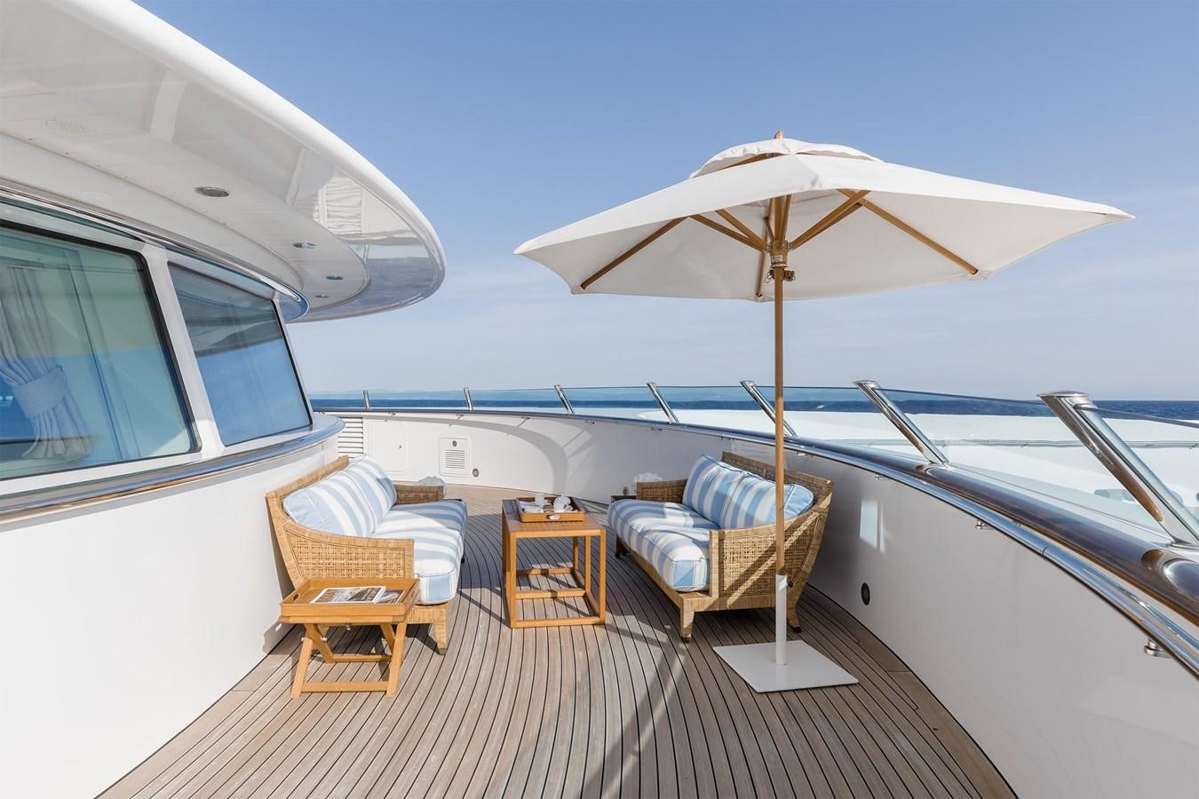 a boat with a table and chairs on the deck aboard CARINTHIA VII Yacht for Sale