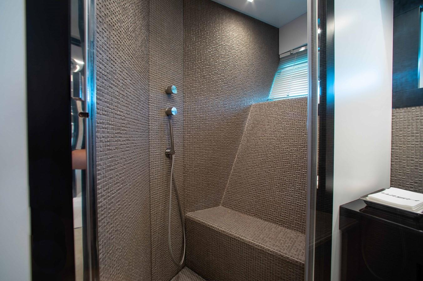 a shower with a shower head aboard LADY K Yacht for Sale
