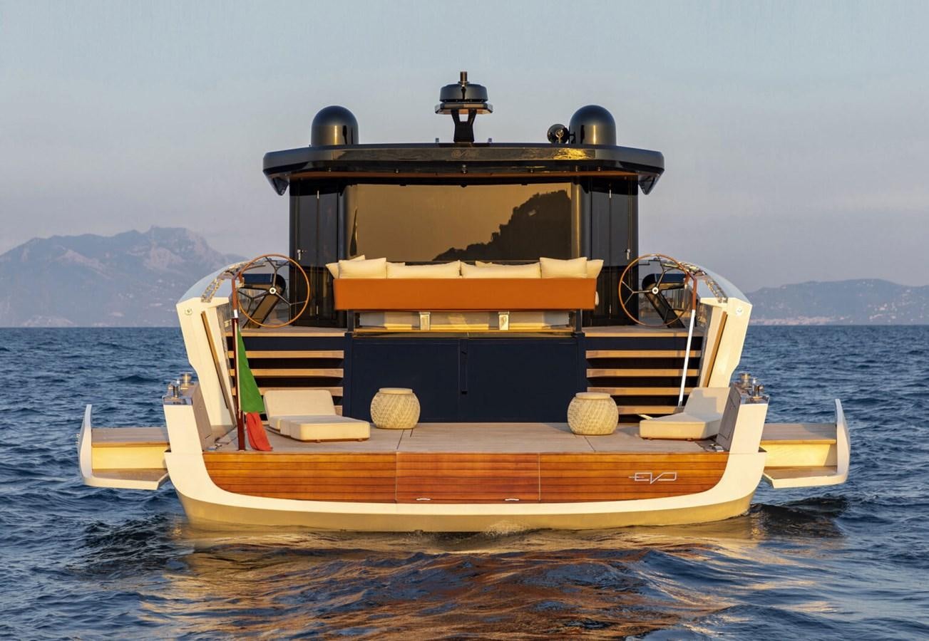 a boat in the water aboard EVO V8  Yacht for Sale