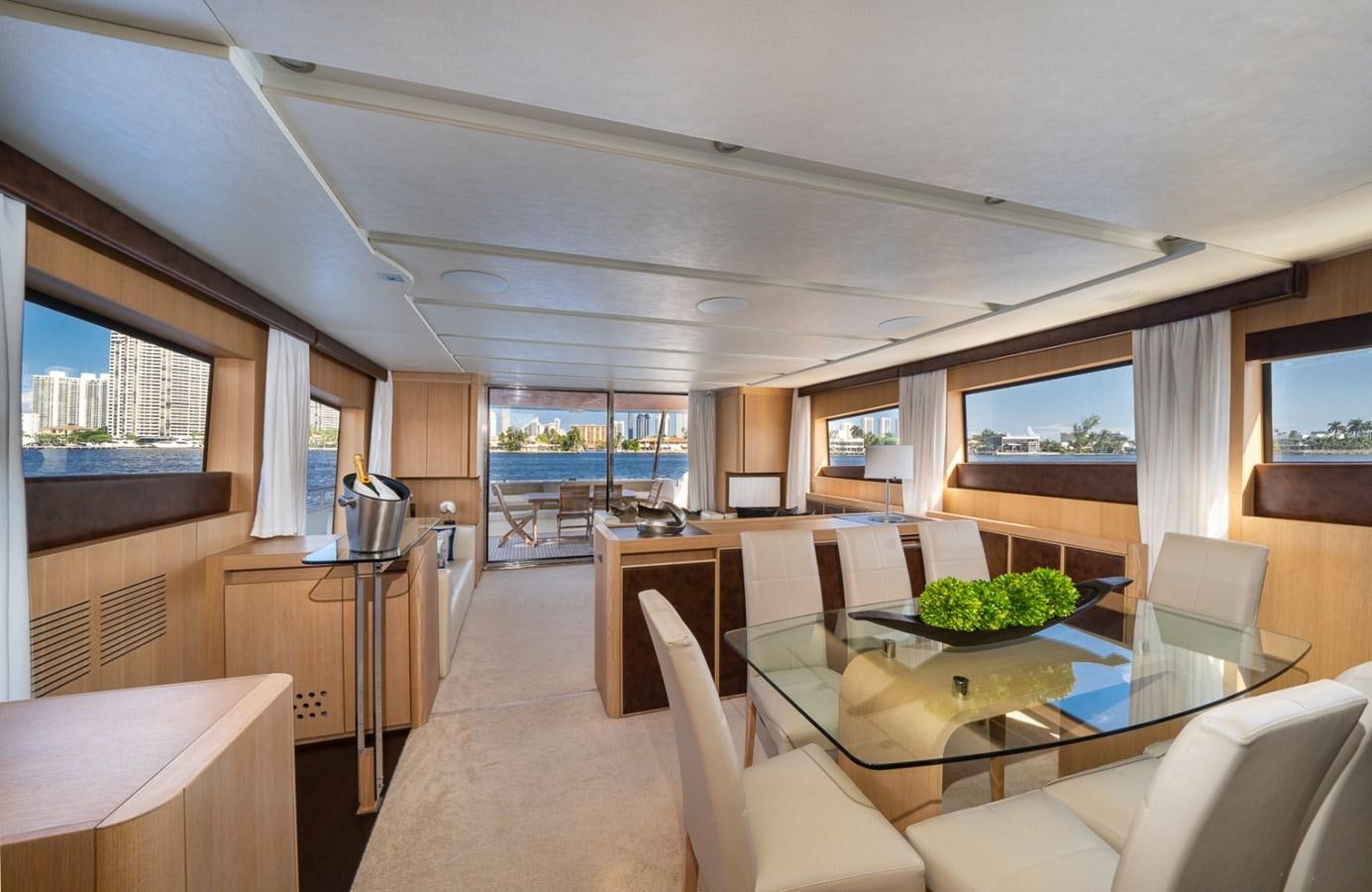 a modern looking living room aboard KAERU Yacht for Sale