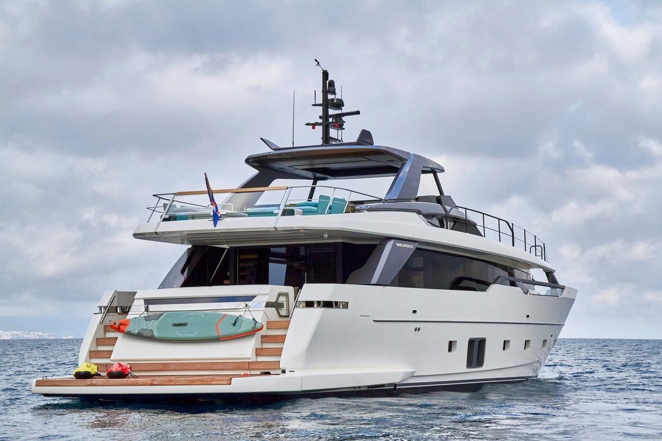 a white boat in the water aboard SL96A Yacht for Sale