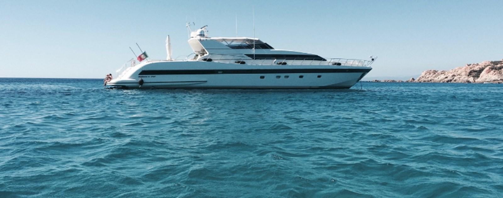 a white yacht in the water aboard BIRD OF PREY  Yacht for Sale