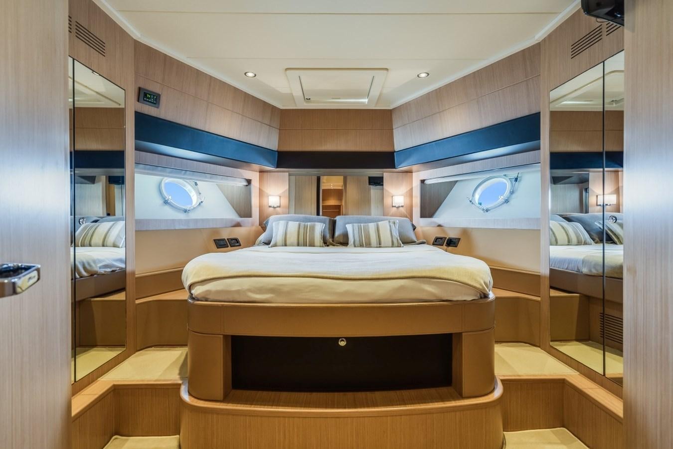 a room with bunk beds aboard NAMEDROPPER Yacht for Sale