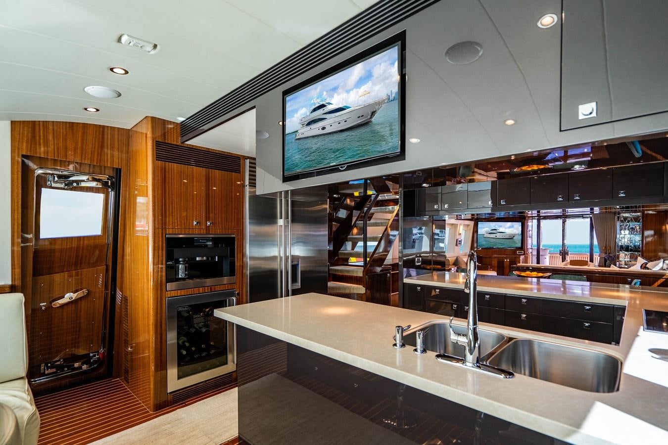 a kitchen with a large countertop aboard SPREZZATURA Yacht for Sale