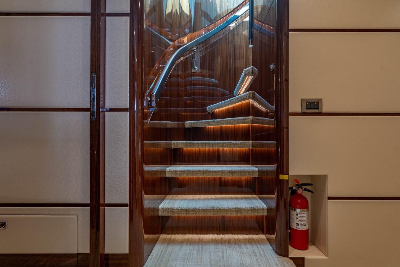 a set of stairs in a room aboard SPREZZATURA Yacht for Sale