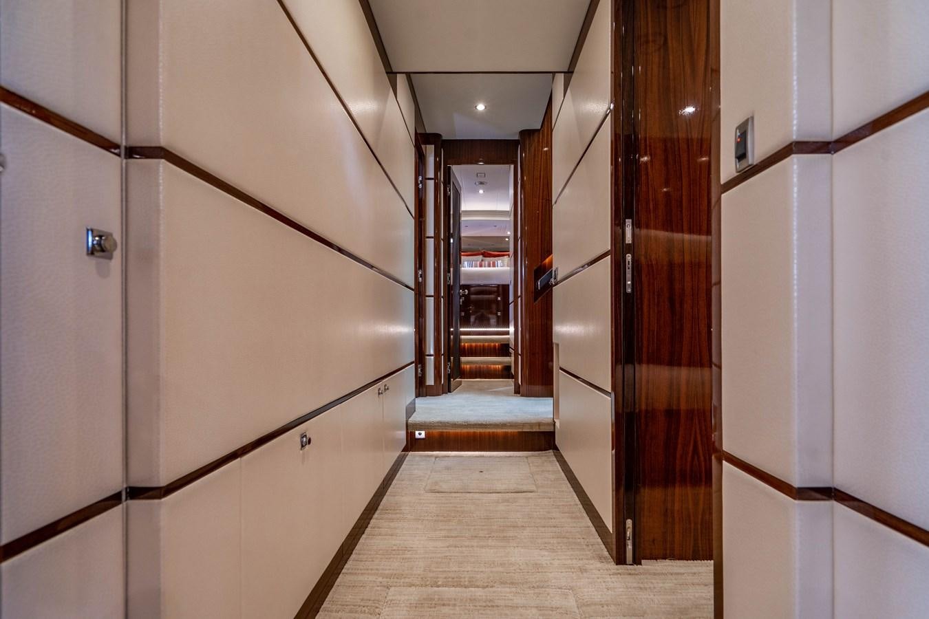 a hallway with doors aboard SPREZZATURA Yacht for Sale