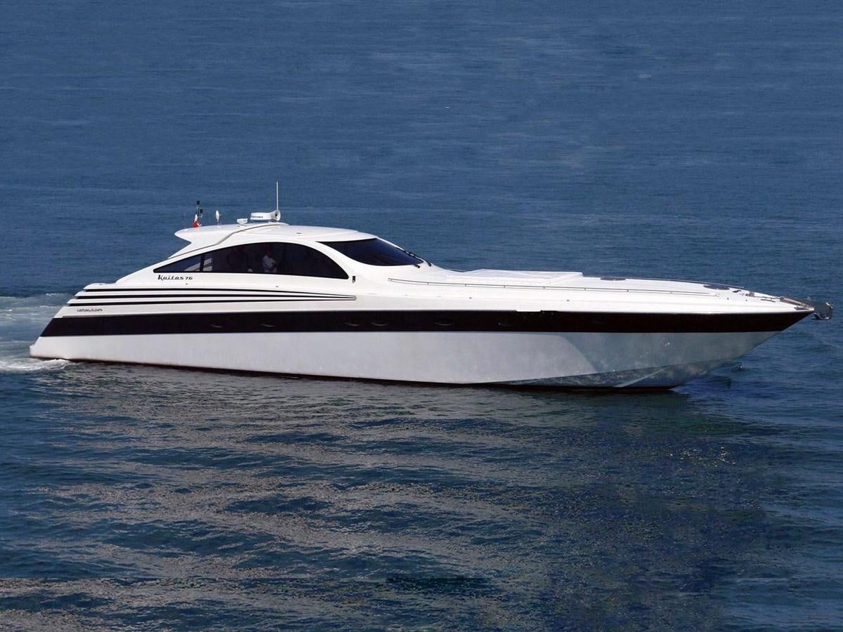 a white yacht in the water aboard FIBACK II  Yacht for Sale