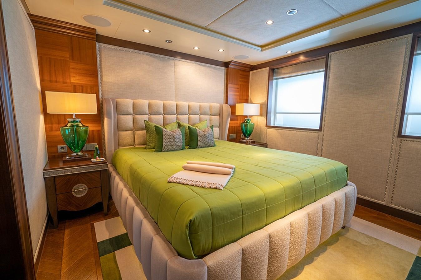 a bed in a room aboard KAISER Yacht for Sale