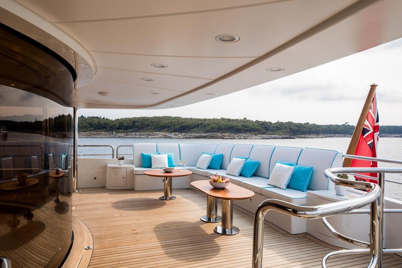 a room with a table and chairs aboard BLUE VISION Yacht for Charter
