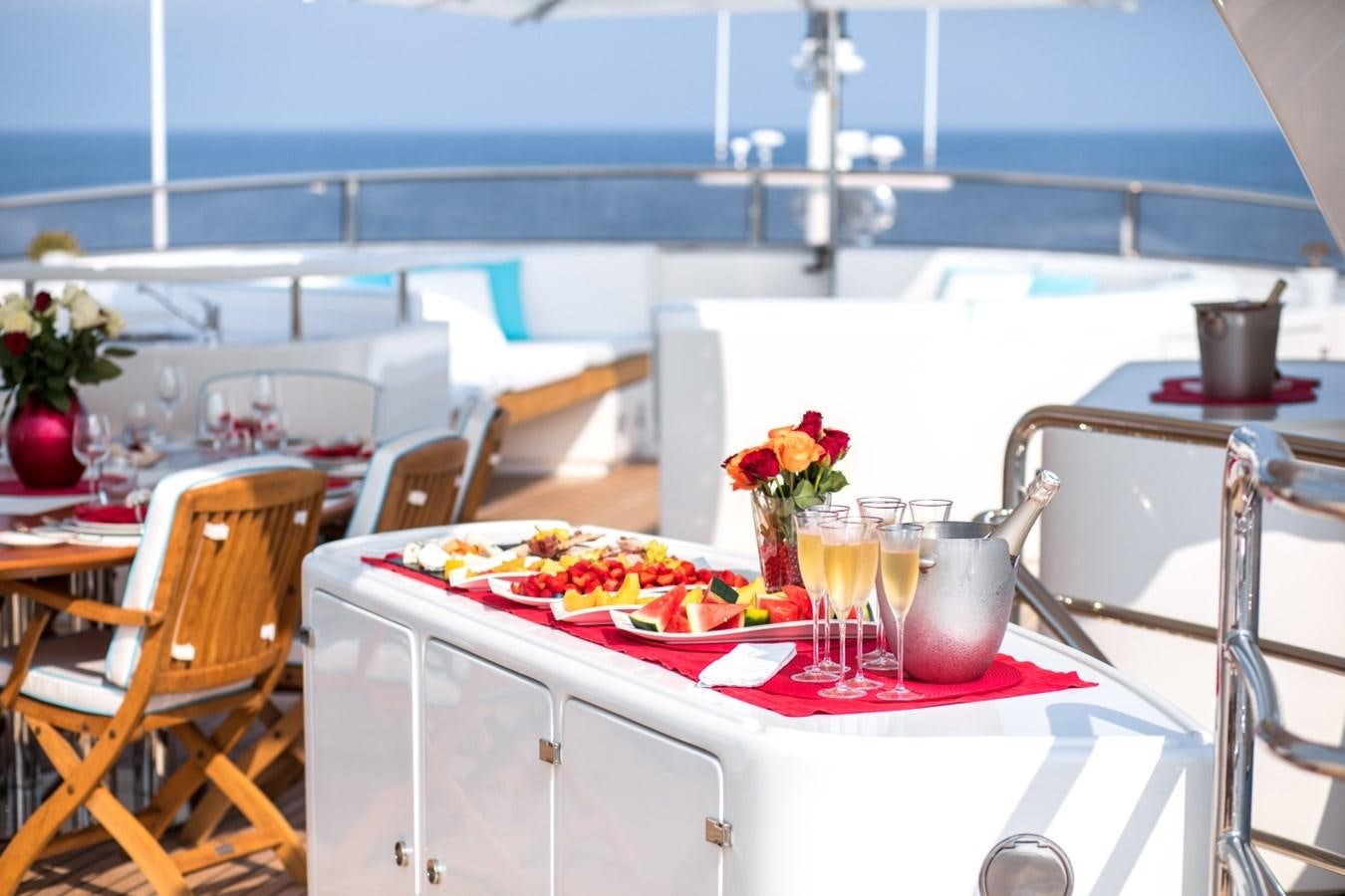 a table with food on it aboard BLUE VISION Yacht for Charter