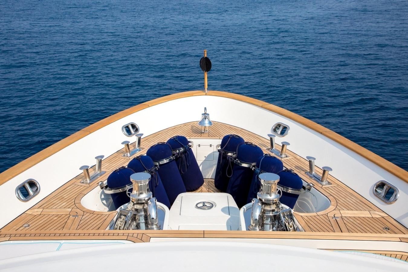 a boat with a large engine aboard BLUE VISION Yacht for Charter