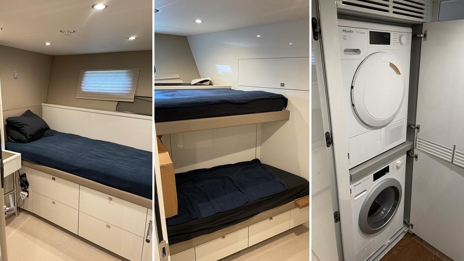 a room with a bed and a washing machine aboard AFON Yacht for Sale