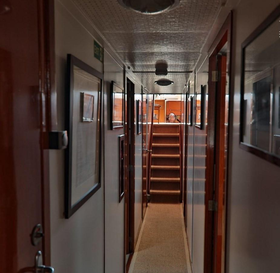a hallway with a set of doors aboard ATALANTA J Yacht for Sale