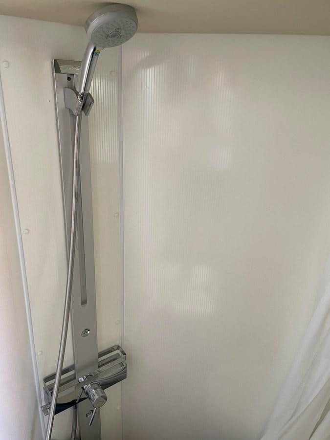 a shower with a glass door aboard GRACE ELLEN Yacht for Sale