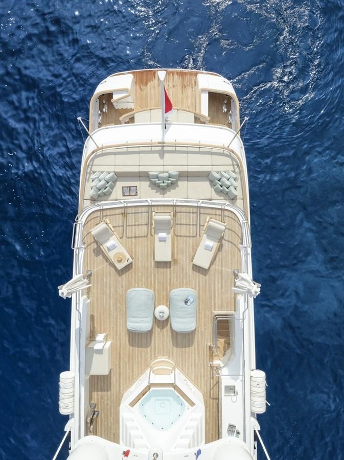 a tall building with a flag on top of it aboard LUCKY US Yacht for Sale