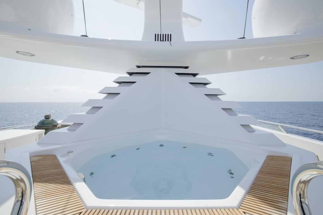 a white boat in the water aboard LUCKY US Yacht for Sale