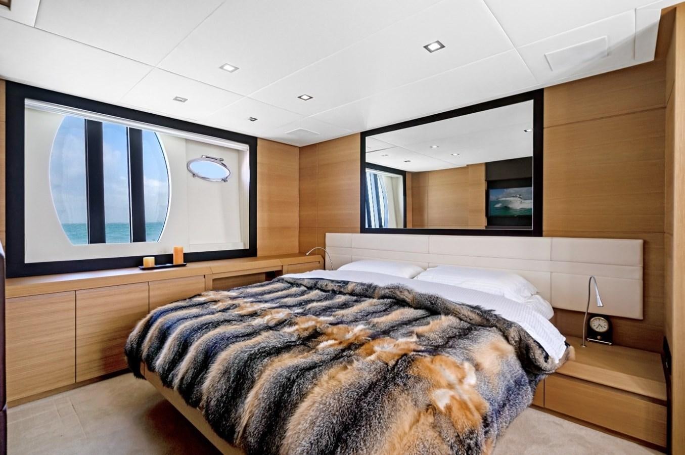 a bed in a room aboard RX THERAPY  Yacht for Sale