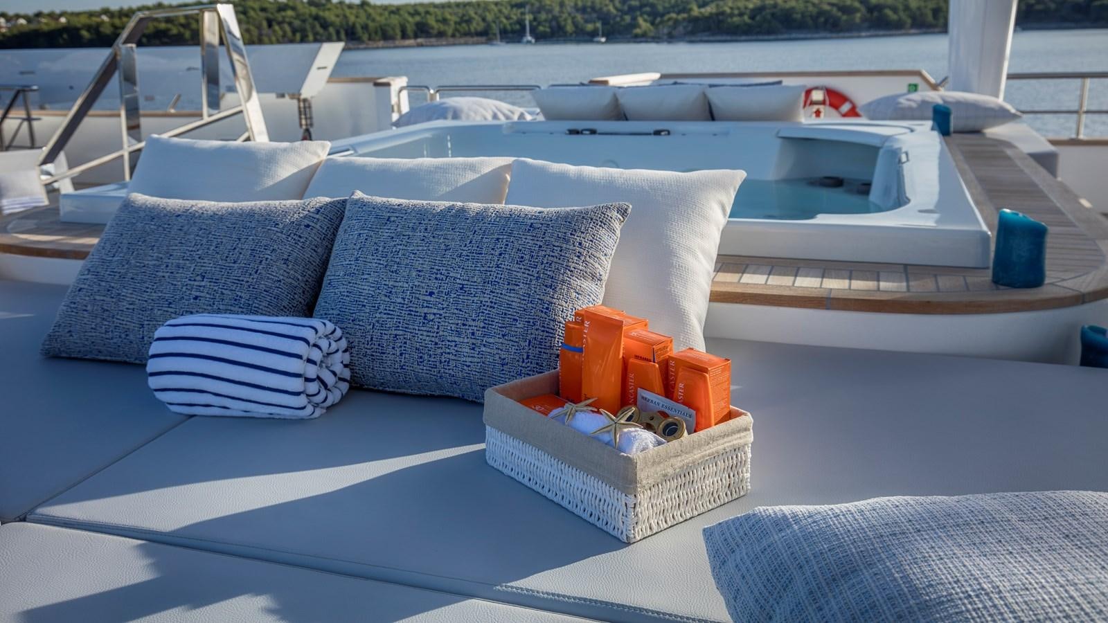 a pool table with pillows and cushions aboard KATINA Yacht for Charter