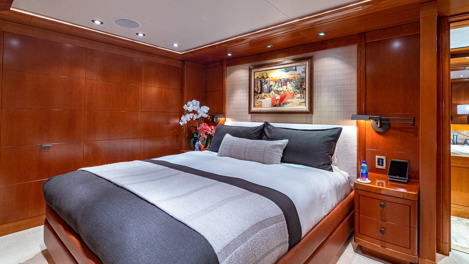 a bed in a room aboard AS YOU WISH Yacht for Charter