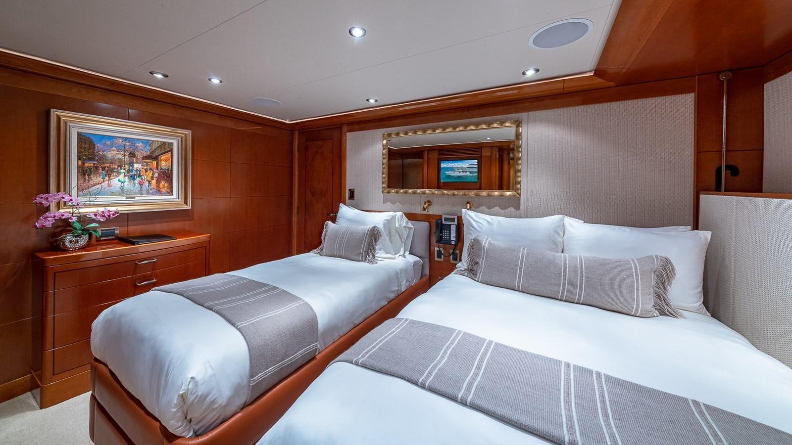 a room with two beds aboard AS YOU WISH Yacht for Charter