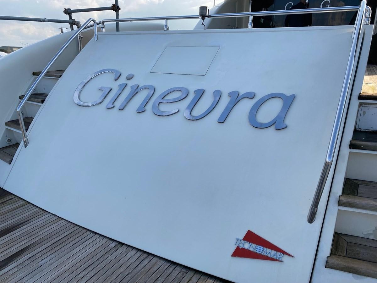 a sign on a building aboard GINEVRA Yacht for Sale