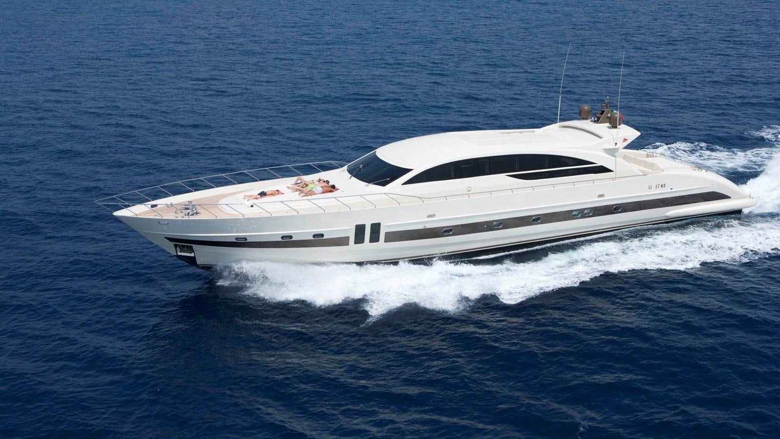 a white yacht in the ocean aboard GINEVRA Yacht for Sale