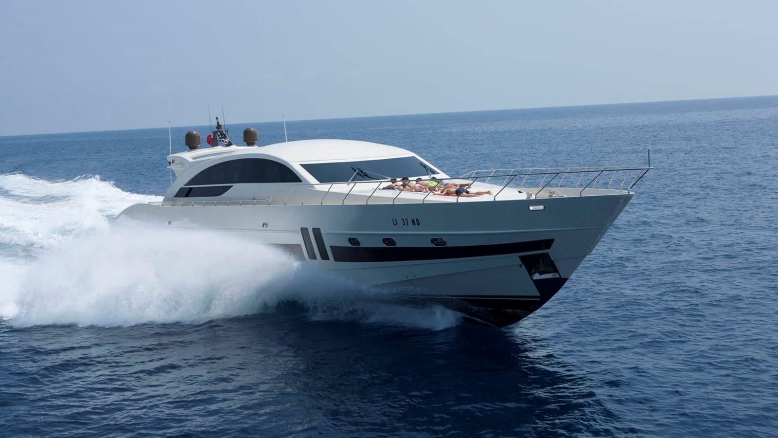 a white yacht on the water aboard GINEVRA Yacht for Sale