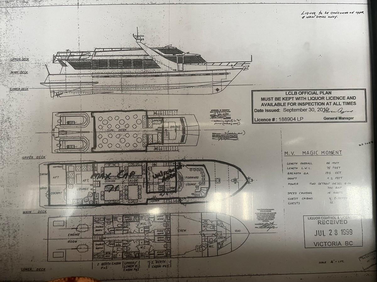 diagram, engineering drawing aboard MAGIC MOMENT Yacht for Sale