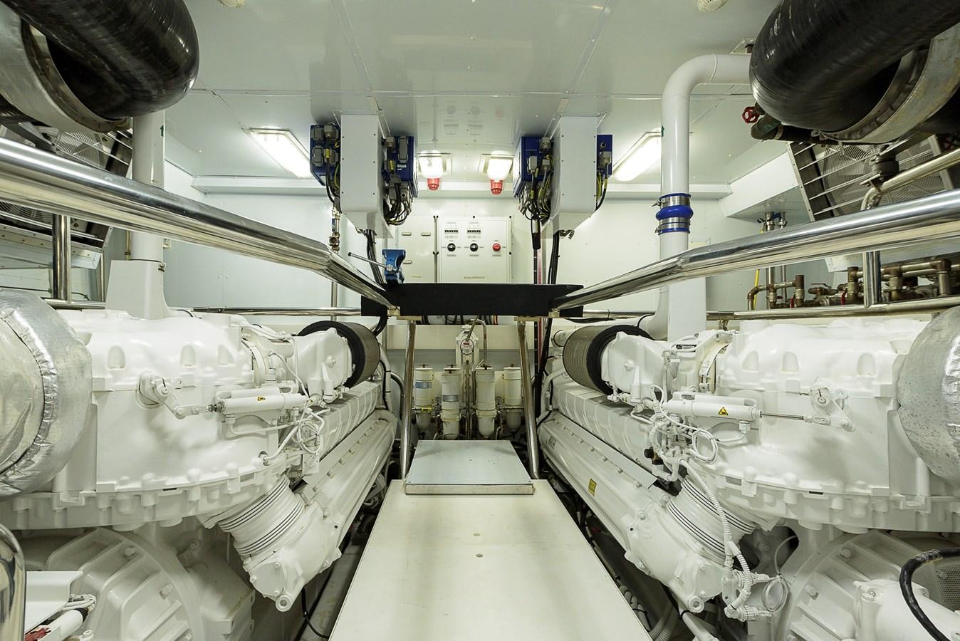 a room with white pipes aboard MUSHA Yacht for Sale