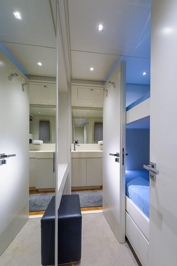 a bathroom with a large mirror aboard MUSHA Yacht for Sale