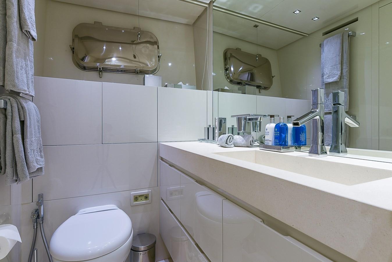 a bathroom with a sink and toilet aboard MUSHA Yacht for Sale