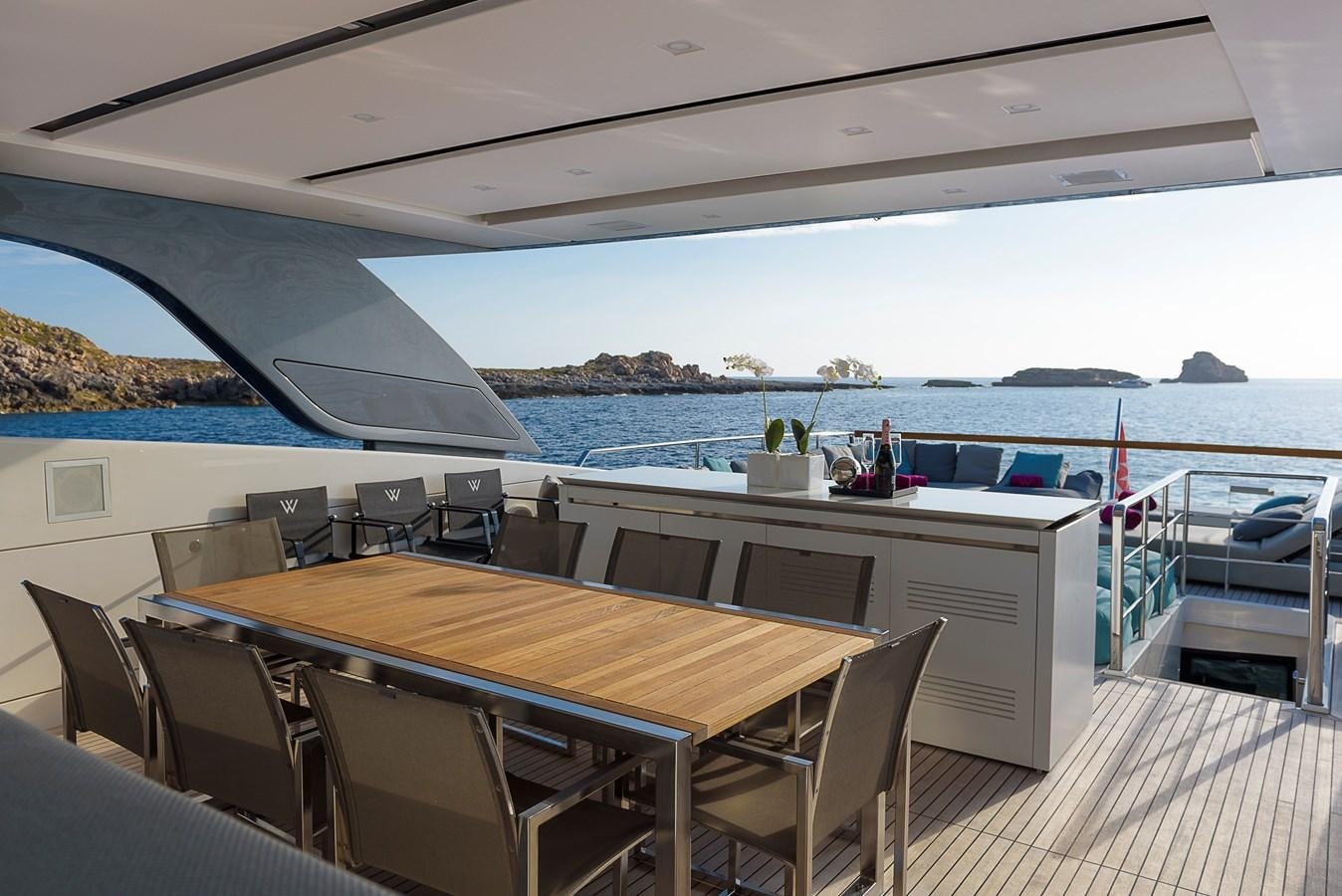 a table on a boat aboard MUSHA Yacht for Sale