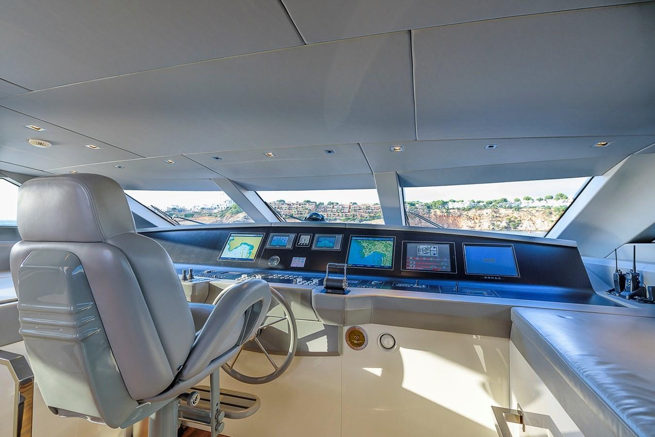 inside of a vehicle with screens aboard MUSHA Yacht for Sale