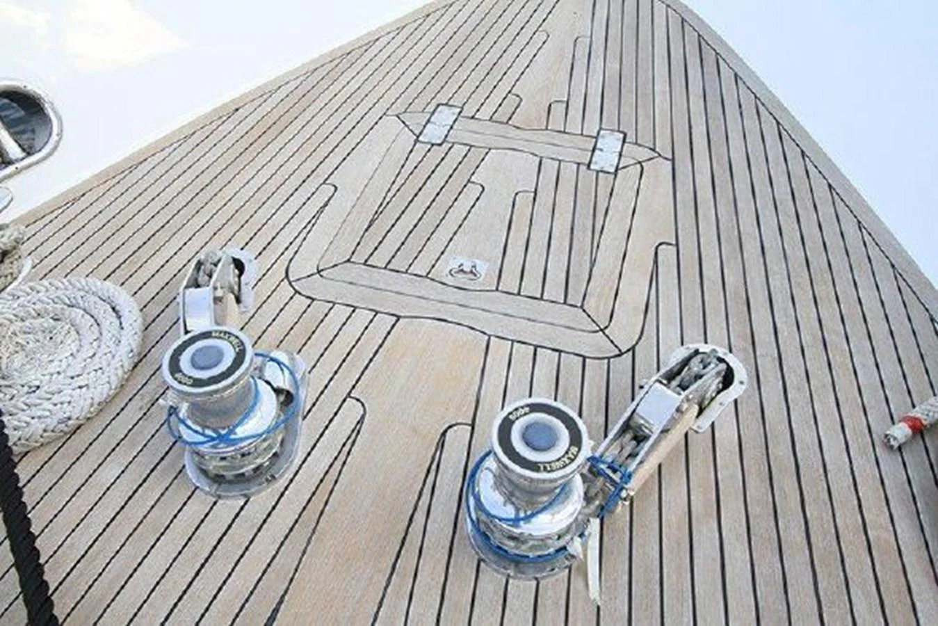 a table with tools and tools on it aboard WHITE LOTUS Yacht for Sale