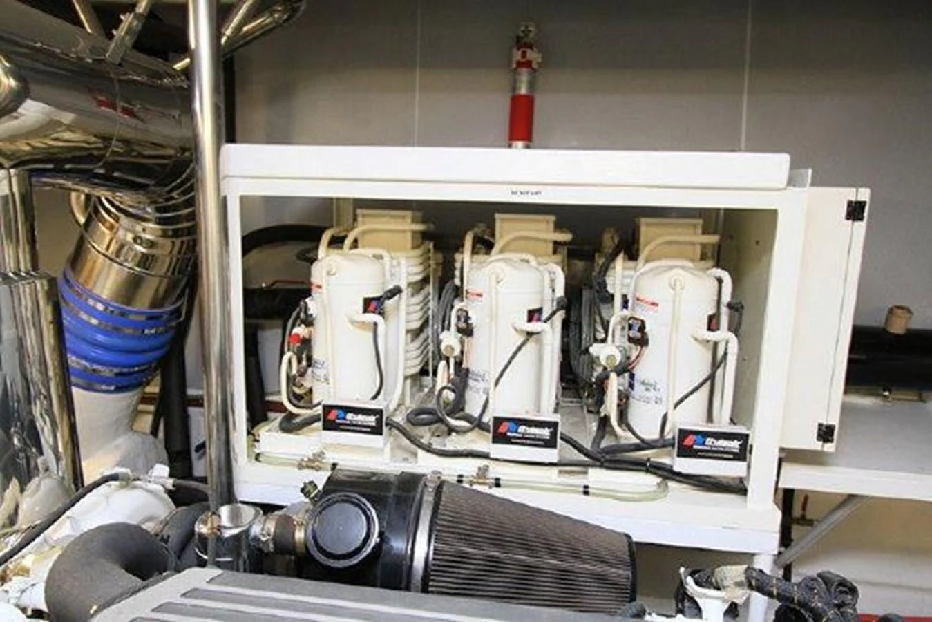 a machine with wires and equipment aboard WHITE LOTUS Yacht for Sale