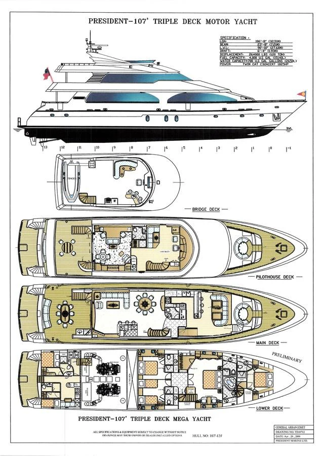 diagram, engineering drawing aboard WHITE LOTUS Yacht for Sale