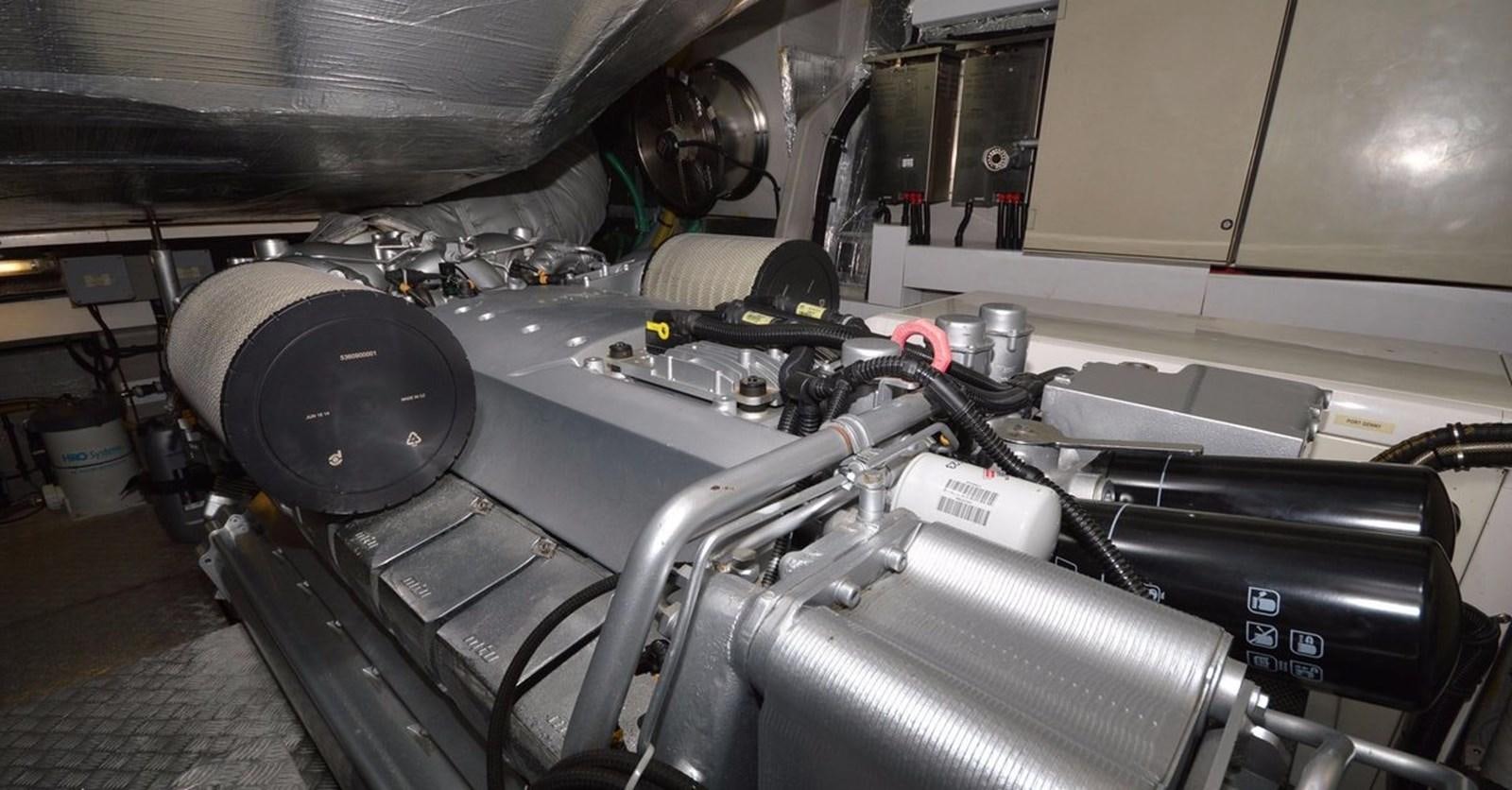 a car with a large engine aboard VA VA VROOM Yacht for Sale