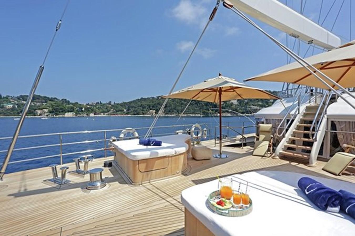 a boat on a deck aboard LA LUNA Yacht for Sale