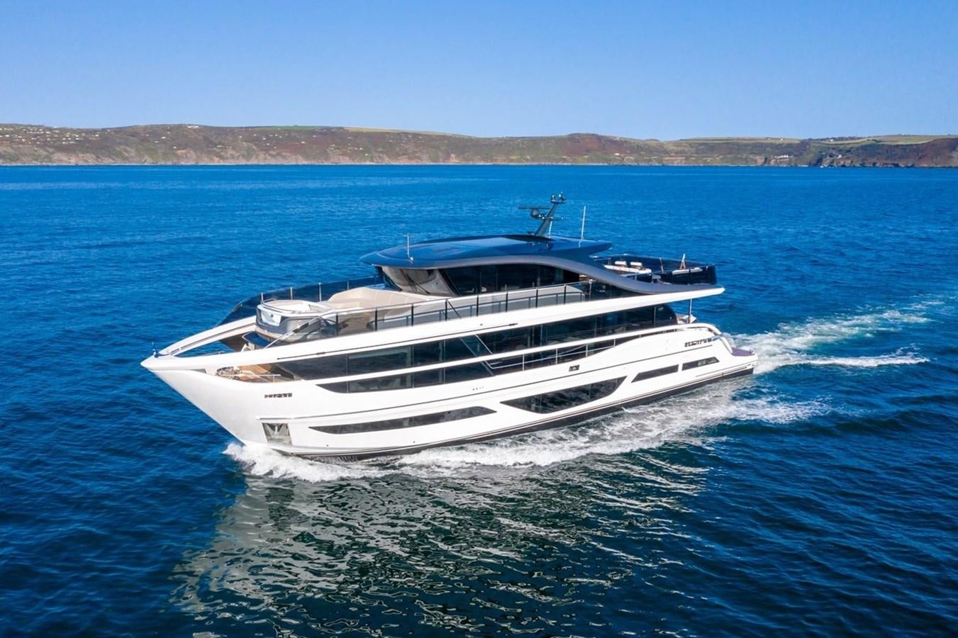 a white boat on water aboard ROVAL Yacht for Sale