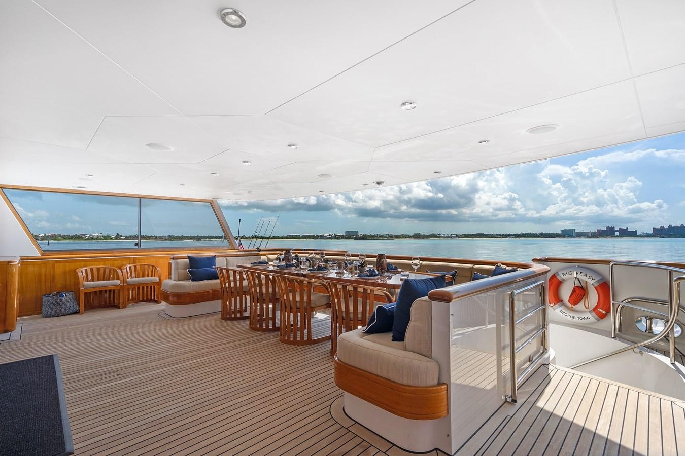 a room with a large window overlooking the ocean aboard BIG EASY Yacht for Charter