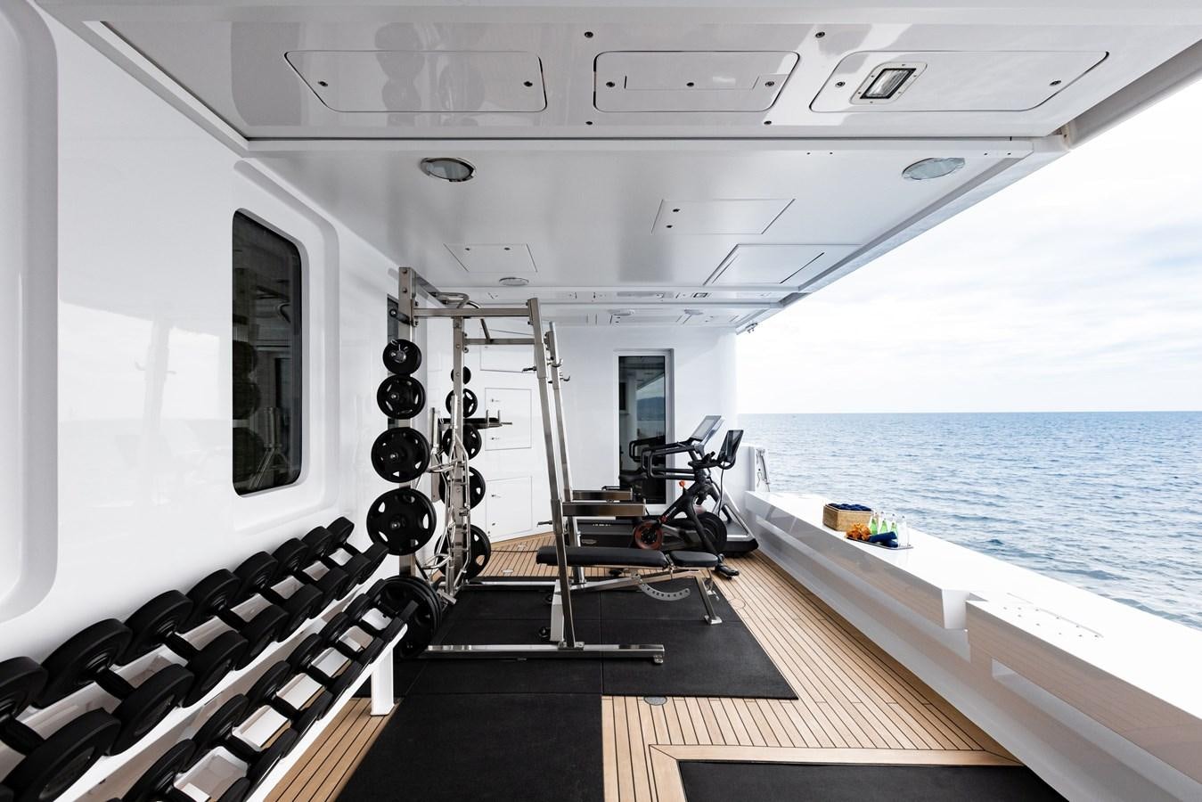 a treadmill on a boat aboard TREEHOUSE Yacht for Sale