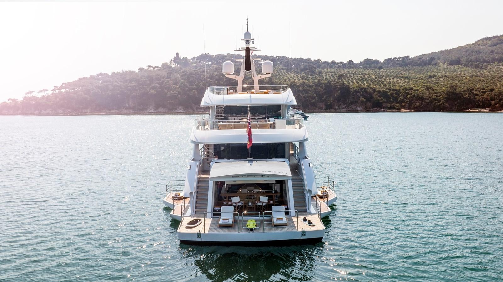 a boat in the water aboard STERN Yacht for Sale