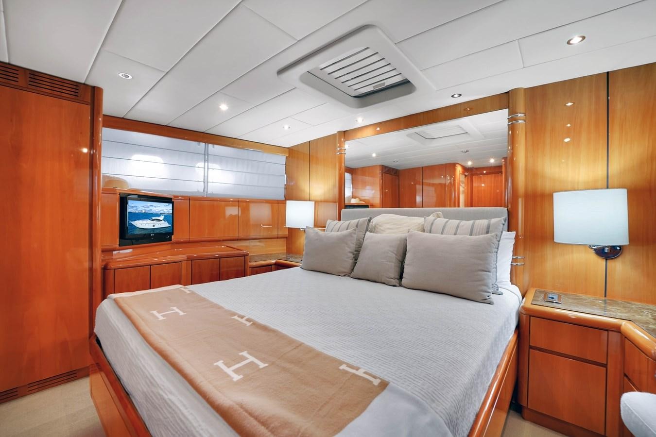 a bed in a cabin aboard HAKUNA MATATA Yacht for Sale