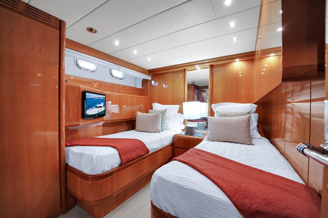 a room with two beds aboard HAKUNA MATATA Yacht for Sale
