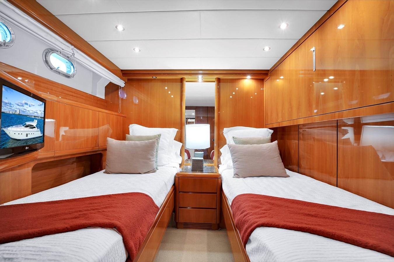 a room with two beds aboard HAKUNA MATATA Yacht for Sale