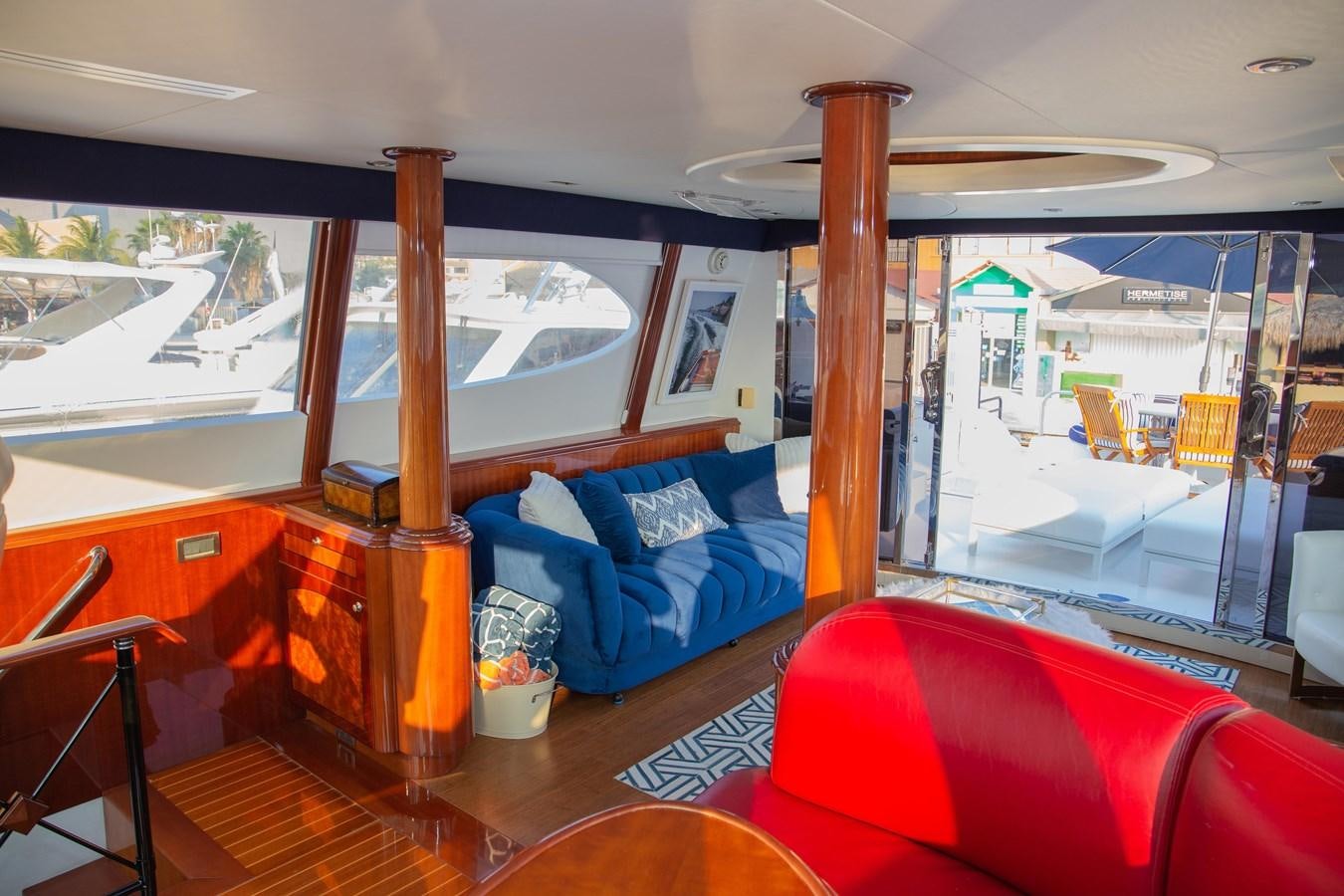 inside of a boat aboard LAZZARA 80' Yacht for Sale